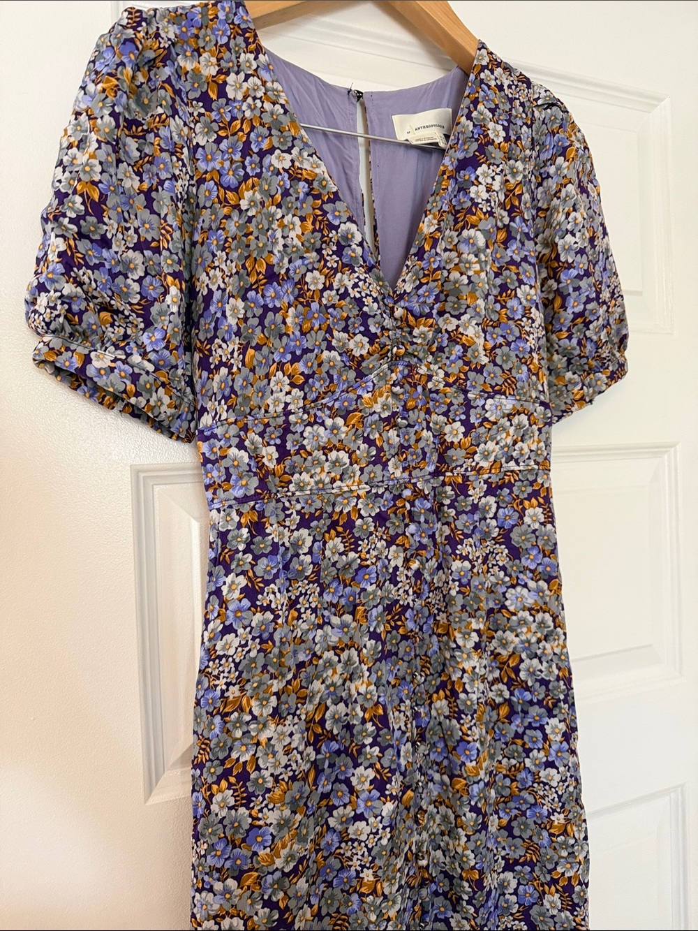 Anthropologie Lavender Floral Wrap-Style Maxi Dress - Picture 2 of 9